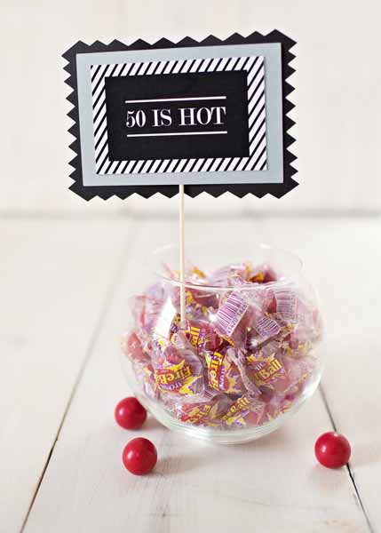 50 is hot candy buffet sign