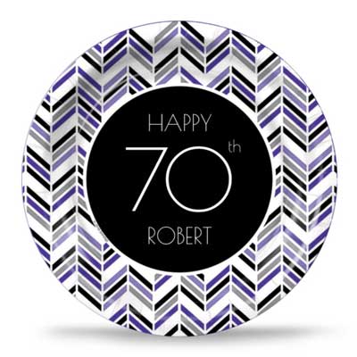 Best 70th Ever purple party plates