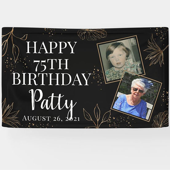 75th Birthday custom photo banner
