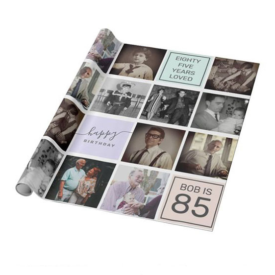 85th birthday custom photo collage gift wrap