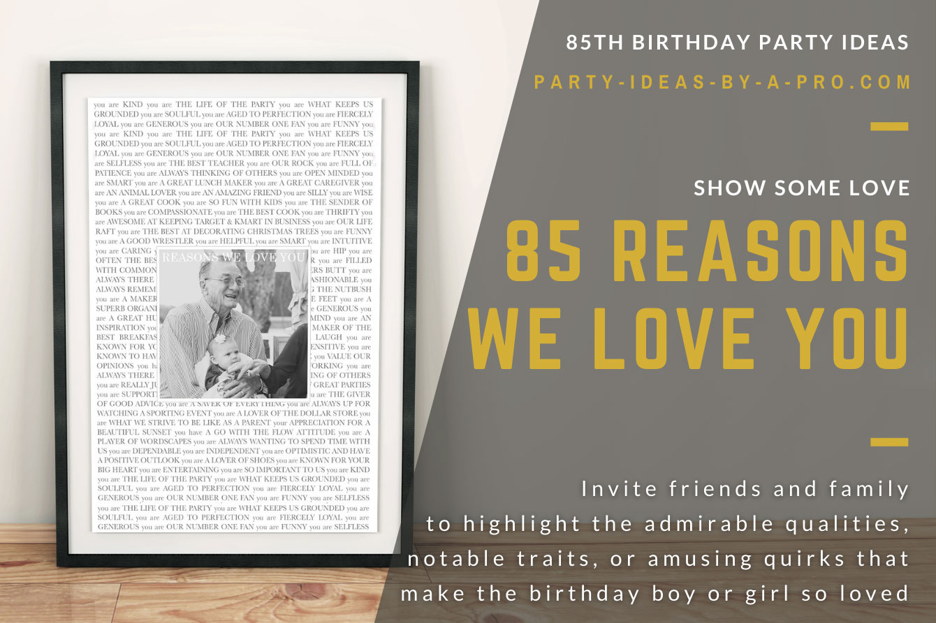 85 reasons We Love You framed gift