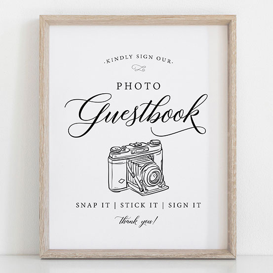 Snap it, Shake it, Stick it, Sign it photo guest book sign