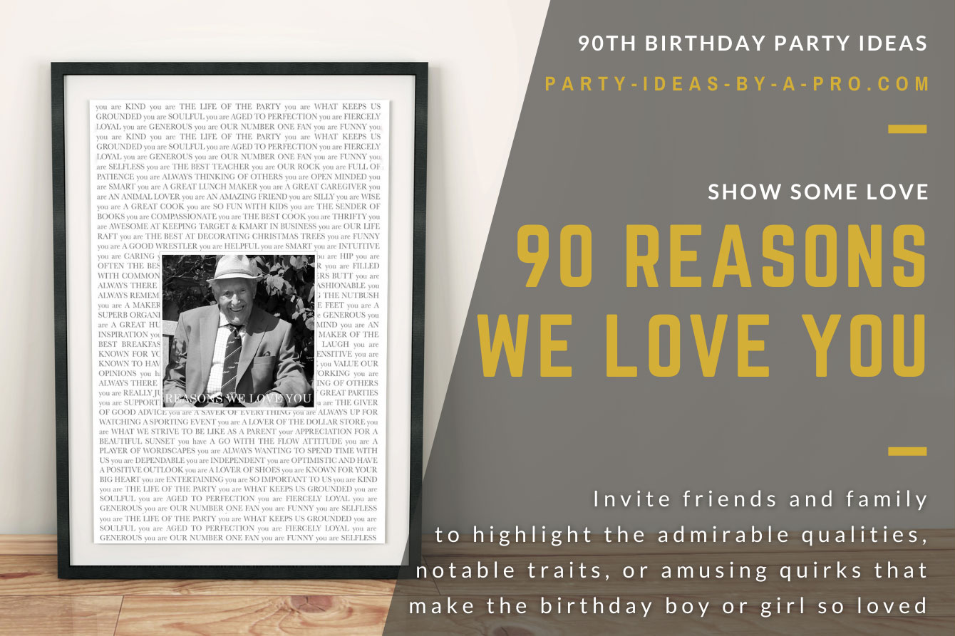 90 reasons We Love You framed gift