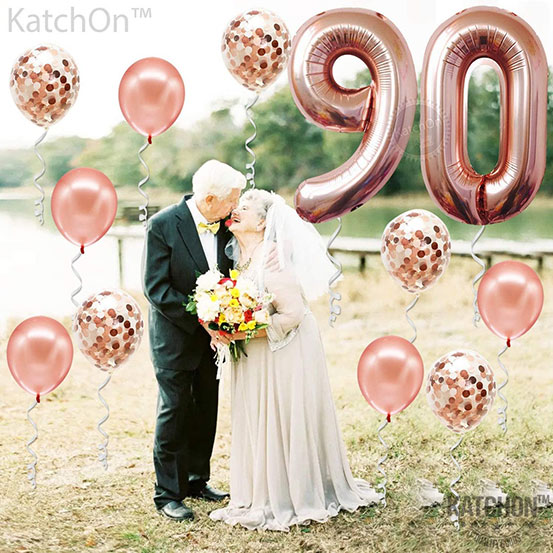 Giant number 90 balloons and other decorations