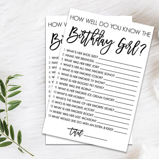 how well do you know the birthday boy/girl party game