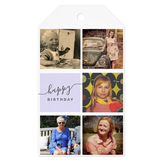 adult birthday custom photo collage gift tag