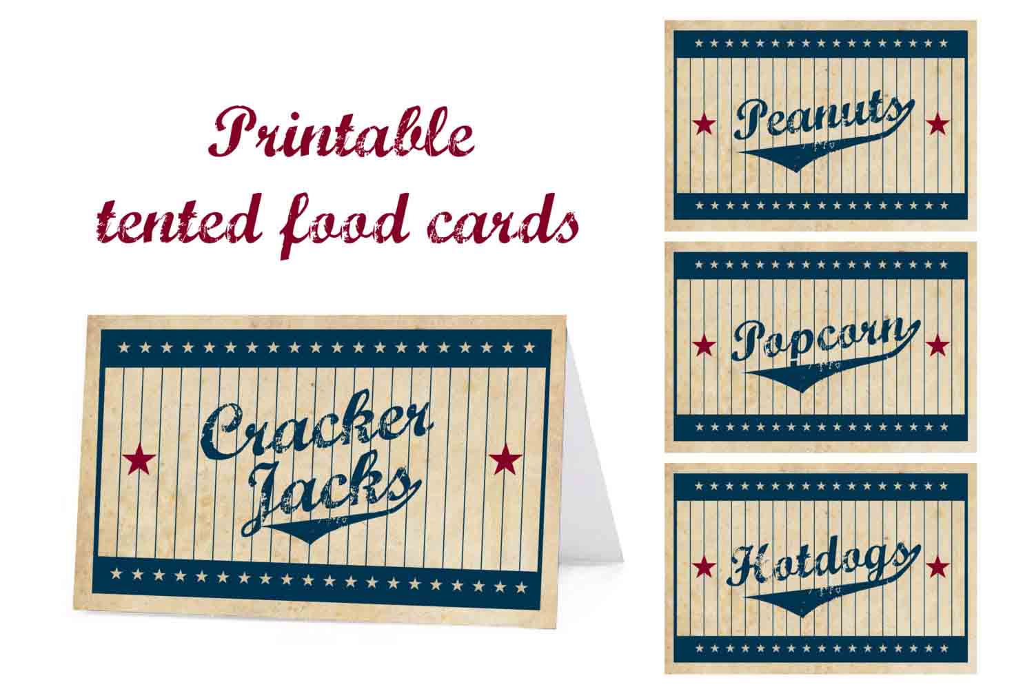 baseball party food tent labels