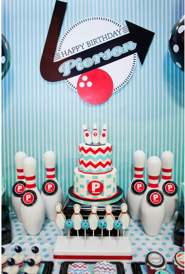 bowling dessert table backdrop