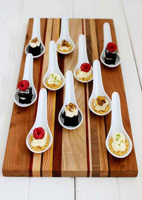 mini desserts on spoons
