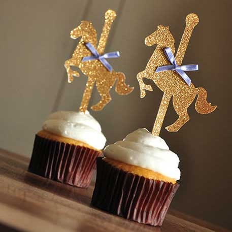 carnival carousel horse cupcake toppers