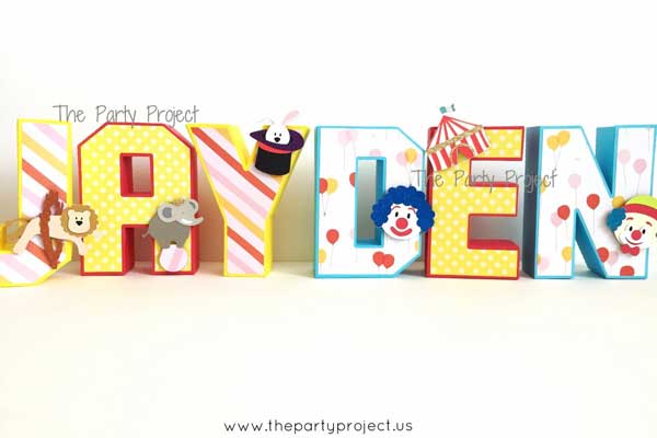 carnival themed 3D cardstock letters
