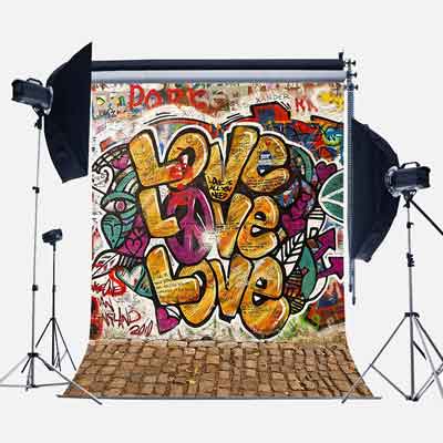 graffitti love photographic backdrop