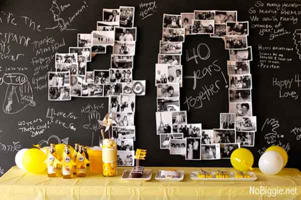 milestone 40th birthday chalkboard dessert table backdrop