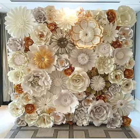 wall of paper flowers