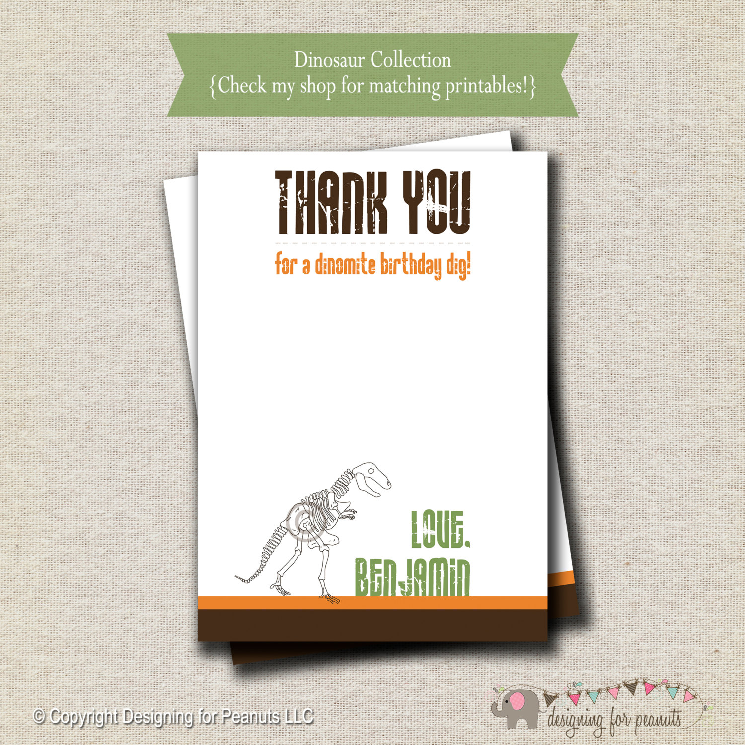 dinosaur thank you note