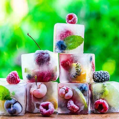 fruit in ice cubes