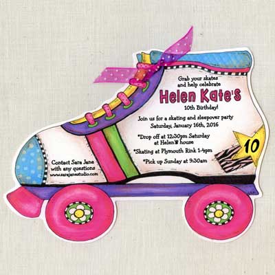 roller boot illustrated invitation