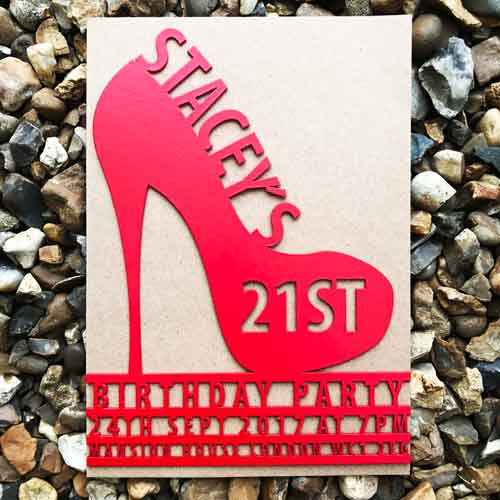 laser cut stiletto high heel invitations