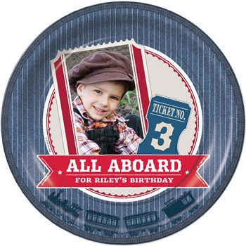 personalized all aboard train party theme