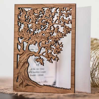 engraved wood invitations