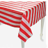 red and white stripe table cover