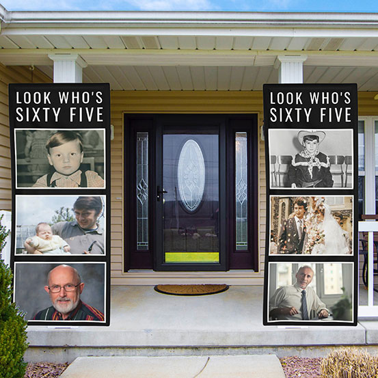 look who's 65 vertical photo banners either side of house front door