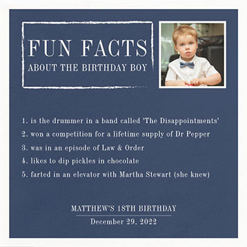 Fun Facts about the birthday boy/girl custom napkins