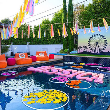 backyard pool party decorations and pool floats
