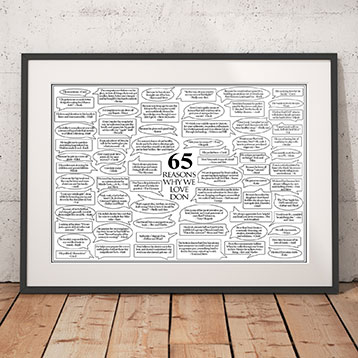 Framed 65 reasons we love you poster