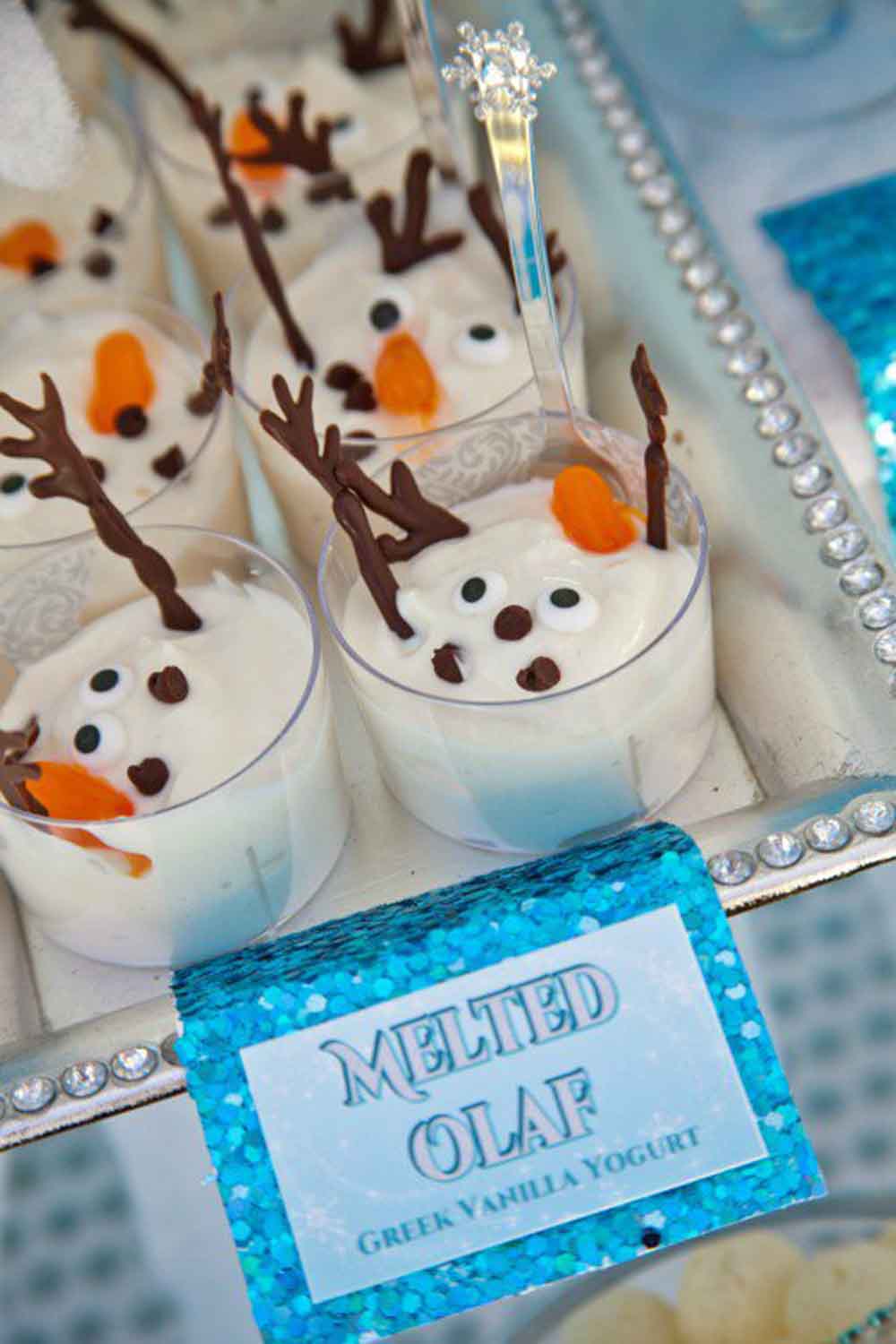 disney princess party food melted olaf pudding