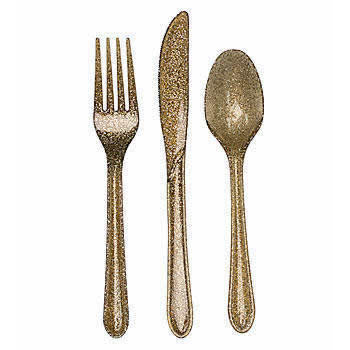 gold glitter cutlery
