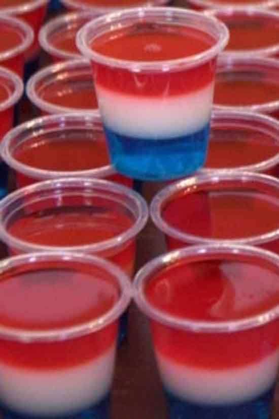 red white and blue jell-o shots