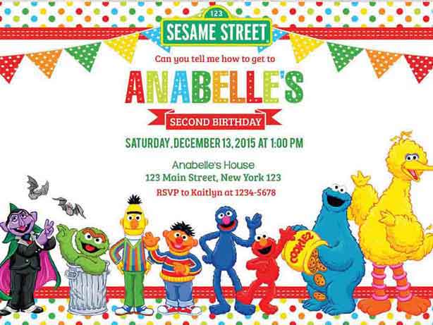 sesame street party invitations