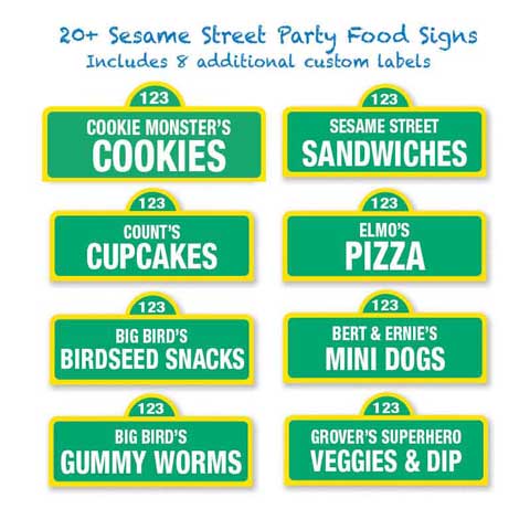 sesame street food tents labels