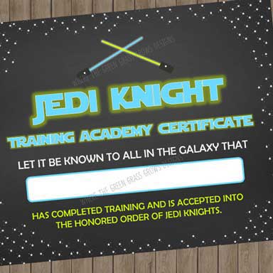 star wars party games jedi certificate