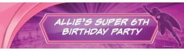 girl superhero party banner