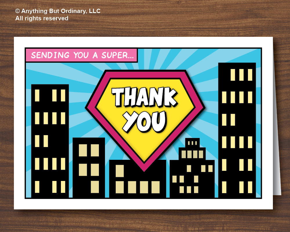 superhero thank you card