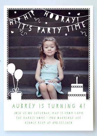 turning 4 personalized photo invitation
