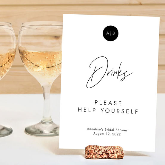 Please help yourself to drinks sign