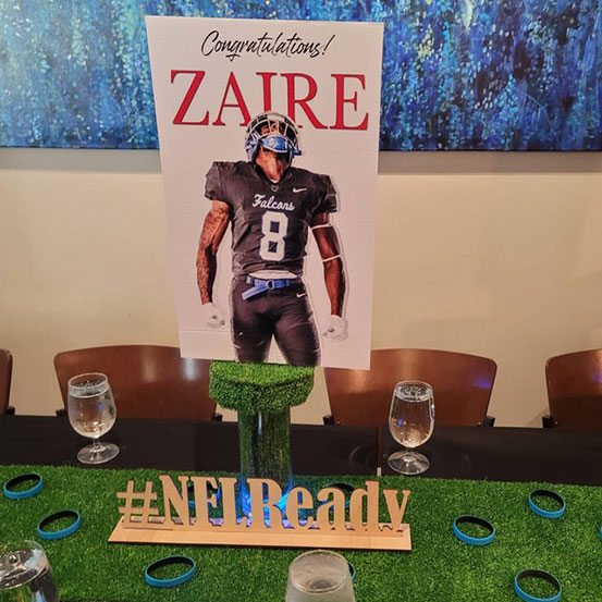 NFL Ready freestanding tabletop custom hashtag sign