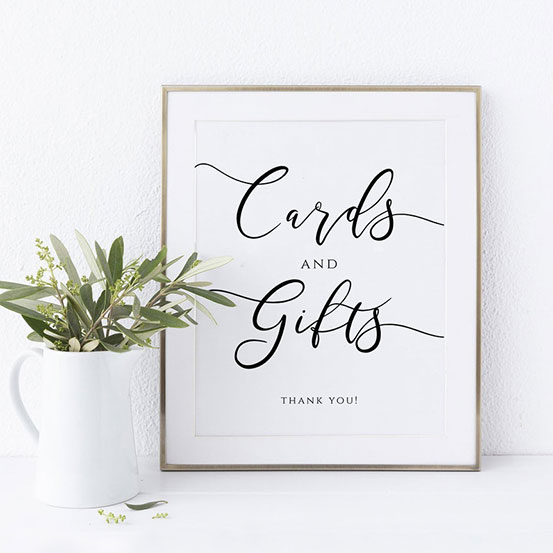 Printable Cards & Gifts sign in a frame