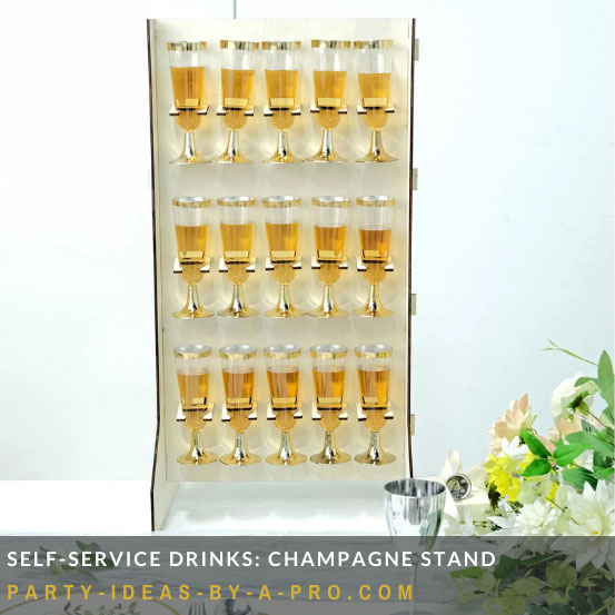 desktop champagne stand on table holding glasses full of champagne