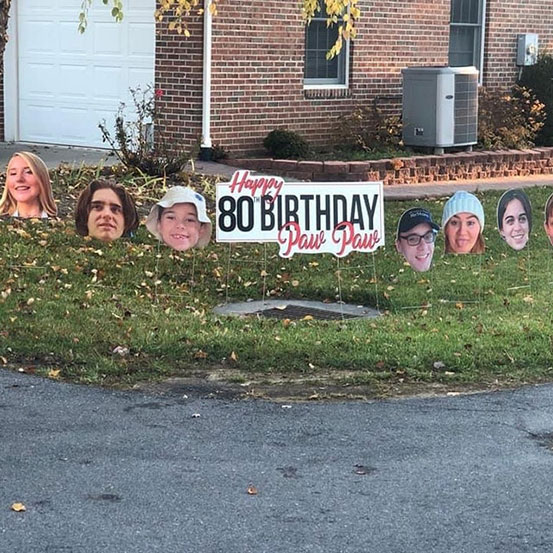Happy 80th Birthday photo yard head signs