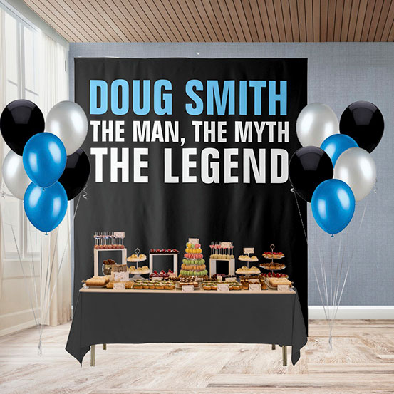 The Man, The Myth, The Legend custom name backdrop