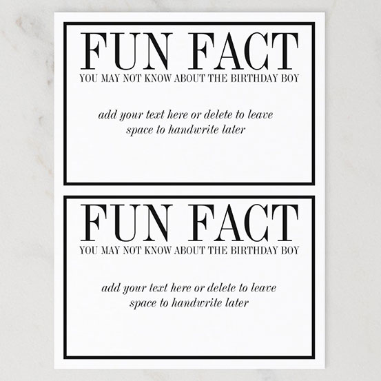 Fun Fact about the birthday boy/girl postcard template