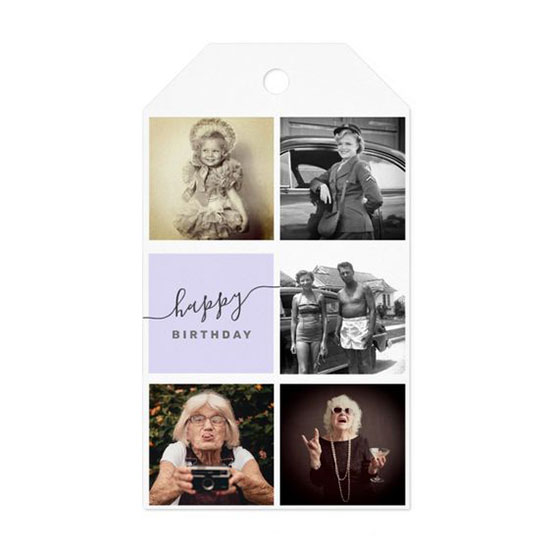 100th birthday custom photo collage gift tag