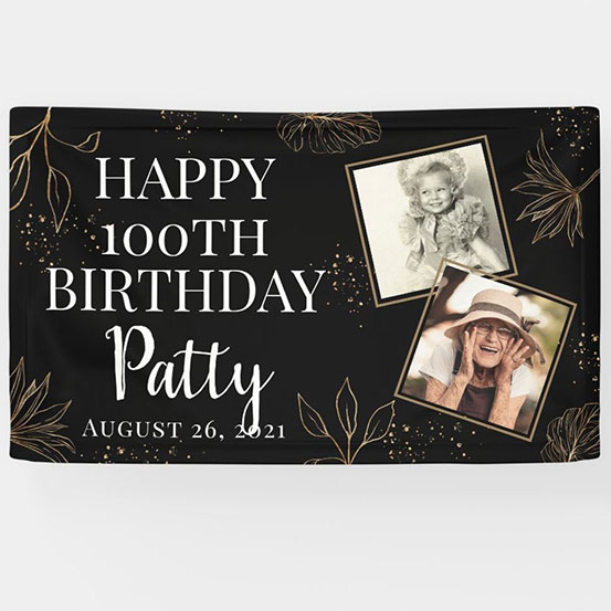 100th Birthday custom photo banner