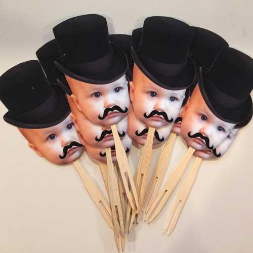 little man tophat photo cupcake toppers