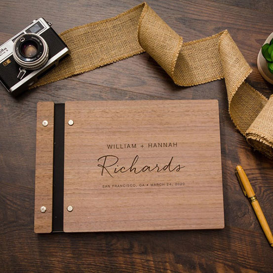 wood cover custom guestbook