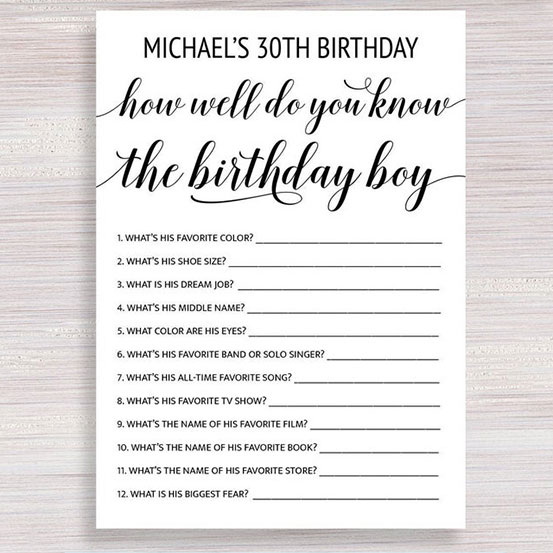 how well do you know the birthday boy/girl party game